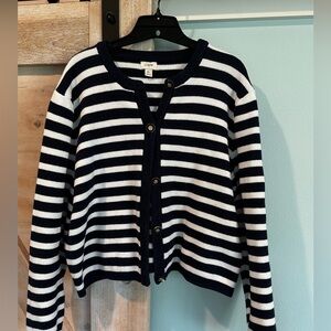 J Crew Striped Navy and White Sweater